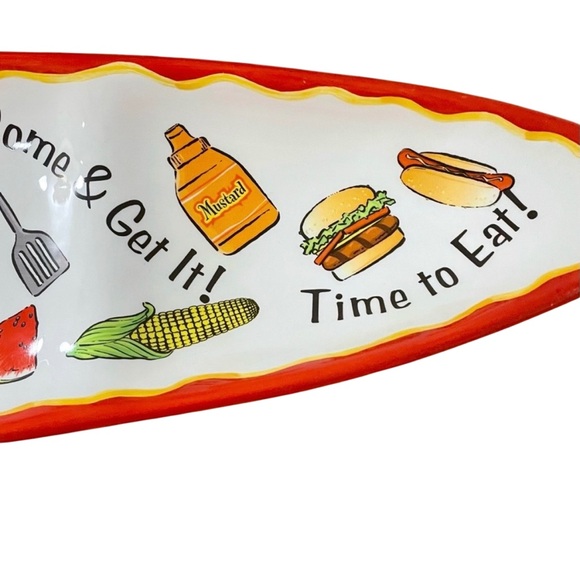 Bella Casa Ganz Skateboard Shaped Serving Platter 3 Compartment Food Graphics - Picture 3 of 8